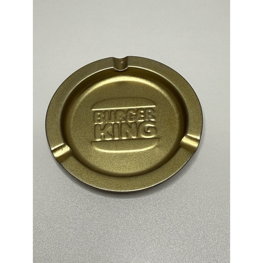 Vintage Burger King Metal Ashtray Gold Advertising Restaurant 3.5"